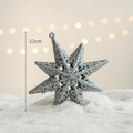 Sparkling silver glitter star ornament 13cm for Christmas tree hanging decoration - 13cm / Set of 4 / Silver Octagonal 4pcs
