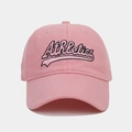 Detail of pink cotton baseball cap with Athletics embroidery and curved brim design - Pink
