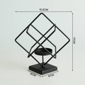 Modern industrial black iron geometric candle holder with square base 17cm height - Magic Cube-Black