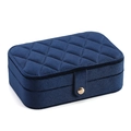Portagioie in velluto blu navy con trama a rombi trapuntata e chiusura in metallo oro - Blu Notte