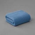 Asciugamano blu in pile di corallo con trama a coste, morbido e molto assorbente - 35*75cm / Blu