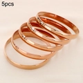5pcs set of minimalist rose gold stainless steel 8mm polished bangle bracelets for women - Width 8mm Inner Diameter 60mm / [5 Rings] Rose Gold