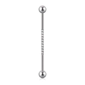 14G Industrial-Piercing Barbell in Silber-Optik mit funkelnden Zirkonsteinen besetzt - 1.6X38X5X5mm / Stahlfarbe