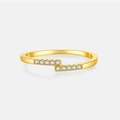 Elegant 925 sterling silver gold-plated ring featuring tiered rows of sparkling cubic zirconia - Mmr197 (18k Gold) / Size 6