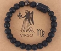 Virgo-Sternzeichen-Armband mit schwarzen Achatperlen und braunem Tigerauge-Stein - Matt Schwarz + Jungfrau + Tigerauge