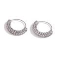 Silver hoop earrings with sparkling white crystals and micro-pave setting finish - Steel White Zirconia Style