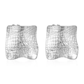 Pendientes cuadrados de acero inoxidable plateado con textura geométrica y diseño plisado - Pendientes Cuadrados Texturizados Acero (MS-513)