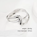Detail shot of silver irregular cross-ring bracelet with 67mm diameter and 66.42g weight - Polished Minimalist Silver Bangle (SL225) / Silver