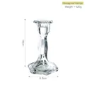 French vintage clear glass candle holder with hexagonal base and 16cm height - Square Hexagon