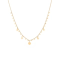 Detail of gold titanium multi-layer necklace with sun charms and round disc pendants - Round & Sunburst (13)