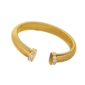 Elegant gold plated Tubogas open bangle with sparkling cubic zirconia stone settings - 12mm Gold Open Bangle