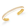 Dettaglio del bracciale dorato a C con smalto bianco e micro-pavé di zirconi cubici - Bianco