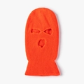 Bright orange 3-hole knitted balaclava mask for winter outdoor warmth and visibility - One Size / Orange