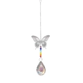 Silver butterfly crystal suncatcher with colorful beads and faceted glass prism - 50mm Pipa Leaf Pendant-Butterfly