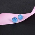 Sparkling blue crystal stud earrings in round S925 silver setting with diamond texture - 8mm / Aqua