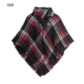 Kids' red and white buffalo plaid cape with black horn buttons and cozy warm fabric - One Size / Black
