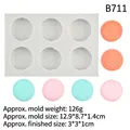 Detailed view of white 6-cavity silicone macaron mold with round finished products - 2# B711 / Gray
