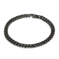 Bracciale cubano da uomo in acciaio inossidabile nero con chiusura a moschettone - Bracciale Nero 6mm