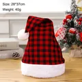 Red and black buffalo plaid Christmas hat with plush pompom and trim, size 28x37cm - Red & Black Small Plaid