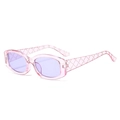 Fashionable rectangle sunglasses with pink transparent frame and purple lenses - Light Purple Frame Blue Lens