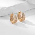 Exquisite 18K gold U-shaped huggie earrings with micro-paved sparkling white zirconias - White Zirconia