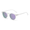 Retro Kinder-Sonnenbrille mit transparentem Mattrahmen und grün-violetten Reflexgläsern - Polarisiert C14 / Matte transparente weiße Rahmen Lila reflektierende Gläser
