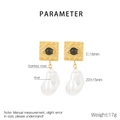 Dettagli di orecchini a occhio greco con pendenti di perle e dimensioni esatte - Stile Quadrato Malocchio (KE115795-GC) / Oro