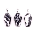 Mini coffin pendant necklace made of zebra stone with black and white stripes - Black White Stone