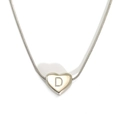 Pendaglio a cuore in acciaio inossidabile con lettera D e catena snake elegante - Lettera D (S143S-D)