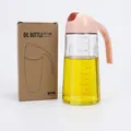 Dispensador de aceite de vidrio rosa 630ml con escala y tapa automática para cocina - 630ml / Estándar / Rosa