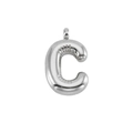 Macro shot of silver bubble letter C pendant in a 3D inflatable style with high polish - Silver Letter C