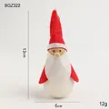 Handcrafted red and white Christmas gnome ornament with wood head and knit body - Scavenger Style 7