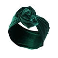 Detail eines dunkelgrünen Samt-Stirnbands mit einem Vintage-Rosenknoten-Design - Dunkelgrüner Samt