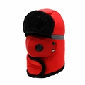 Chapeau de trappeur hiver rouge avec doublure polaire et masque à valve respiratoire - Taille unique / Rouge