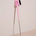 Pink double-sided eyebrow and eyelash brush with a metal tail for hair styling - Light Pink