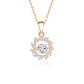 Rose gold S925 silver sunflower necklace with sparkling moissanite stones - 925 Silver / Moissanite White Diamond Rose Gold Color (FDTD-048)