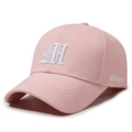 Pink cotton baseball cap with white gothic AH embroidery and classic curved brim design - Adjustable / Pink
