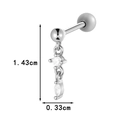 Silver titanium steel stud earring with screw ball and zircon geometric pendant - Cross Marquise Pendant Style (0189-2# Silver)