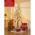 1.5m glowing Christmas tree with snowman dolls and red green gift boxes on a white rug - 1.5m Encryption 6-Gift Box Decoration Set