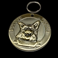 Antique bronze Border Collie pet ID tag with embossed dog head and engraving space - Border Collie
