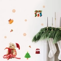 Weihnachts-Wandtattoos mit Teddybär und Schneeflocken auf weißem Kamintergrund - PH-SD1080 Weihnachts-Bären-Set