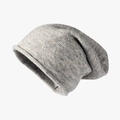 Bonnet en laine tricoté gris clair pour femme avec bord roulé pour l'hiver chaud - Taille unique / Gris clair
