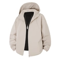 Men's minimalist beige windbreaker hooded jacket with high-quality zipper and elastic cuffs - M / Apricot