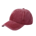 Classic burgundy washed cotton baseball cap with vintage distressed texture and curved brim - Washed Wine Red