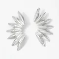 Zilveren roestvrijstalen spike oorbellen met een gedeconstrueerd waaier ontwerp - Zilver Stralende Stijl (PD3214)