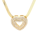 Collana con ciondolo a cuore dorato traforato con zirconi e catena a serpente - Oro