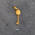 Golden heart-shaped key pendant in vintage titanium steel with a polished finish - H04-Hollow Heart Top Key