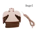 Set of natural laser-cut wooden angel ornaments with jute twine for Christmas tree decor - Angel