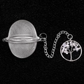 Egg-shaped tea infuser in 304 stainless steel with a tree of life gemstone charm - Labradorite