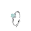 Eleganter S925 Sterlingsilber Ring mit birnenförmigem Opal und Zirkonia-Akzenten - US 7 / Silber